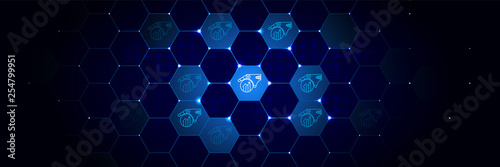 artificial intelligence statistic icon in the technological comb bacground