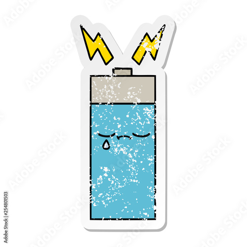 distressed sticker of a cute cartoon battery