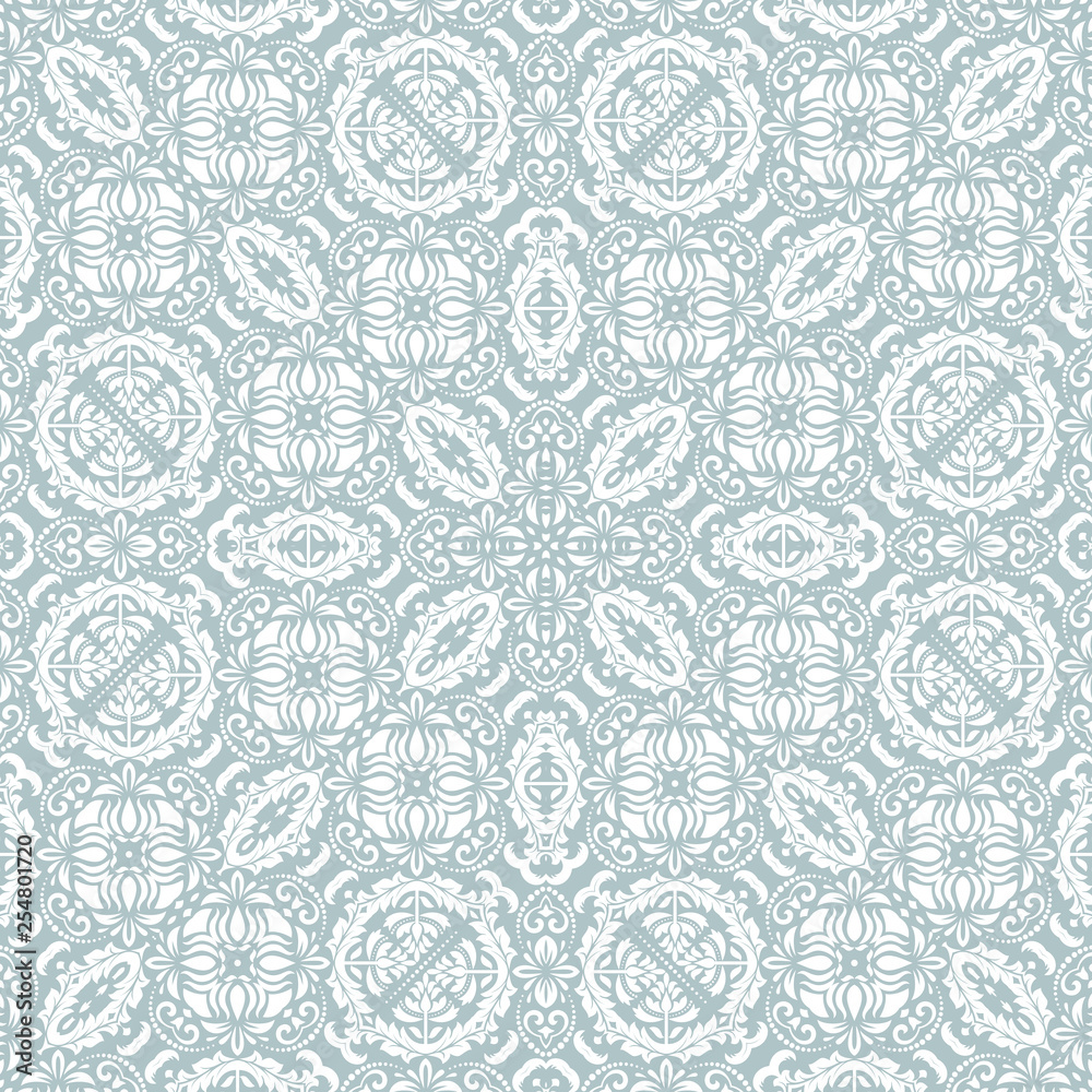 Orient classic pattern. Seamless abstract light blue and white background with vintage elements. Orient background