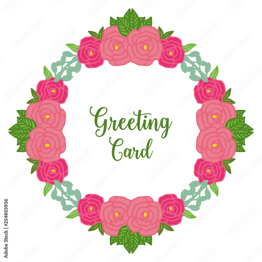 Vector illustration frames flower rose leaf green bloom with greeting cards