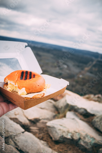 Breakfast on top of a mountain