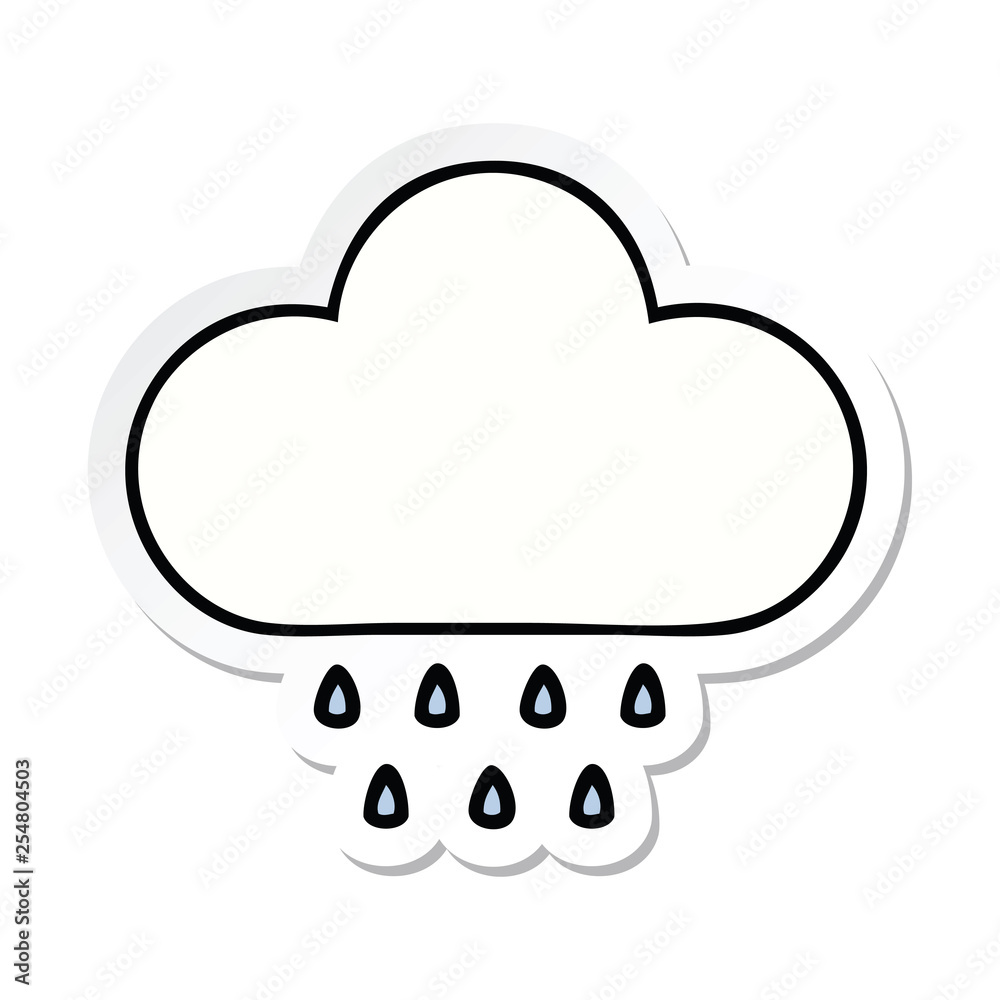sticker of a cute cartoon rain cloud sticker of a cute cartoon rain cloud