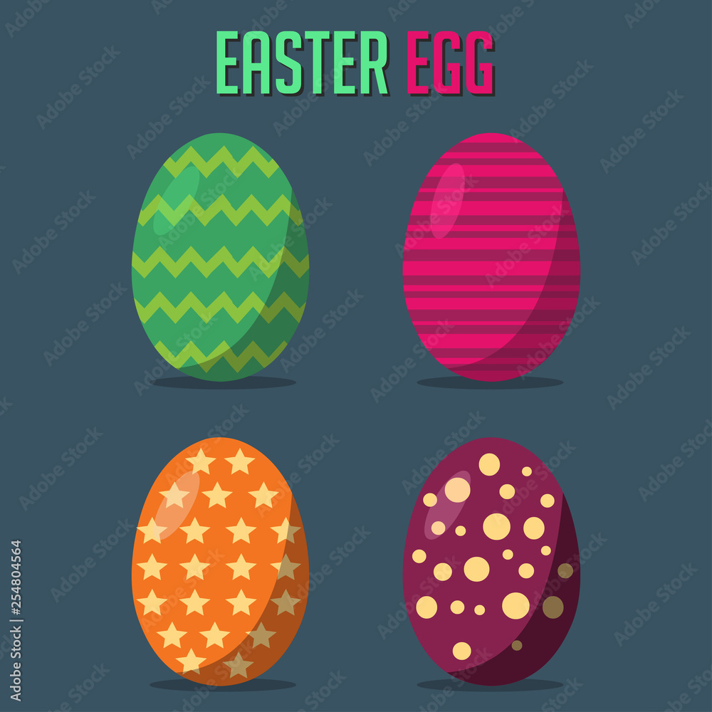 Happy Easter Collection set .Set of Easter eggs with different texture vector illustration Happy Easter Collection set .Set of Easter eggs with different texture vector illustration