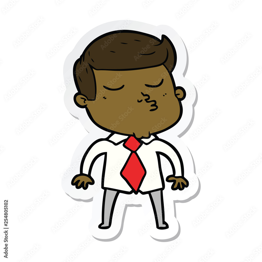 sticker of a cartoon model guy pouting sticker of a cartoon model guy pouting