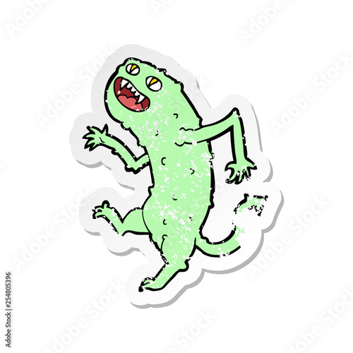 retro distressed sticker of a cartoon monster