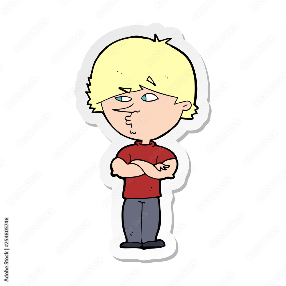 sticker of a cartoon suspicious man sticker of a cartoon suspicious man