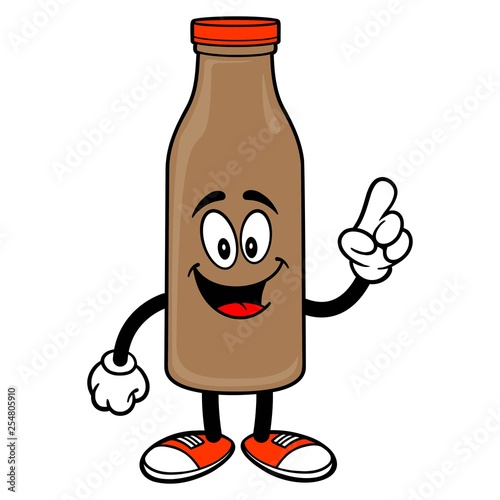 Chocolate Milk Mascot Pointing - A vector cartoon illustration of a Chocolate Milk Mascot pointing.