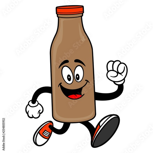 Chocolate Milk Mascot Running - A vector cartoon illustration of a Chocolate Milk Mascot running.
