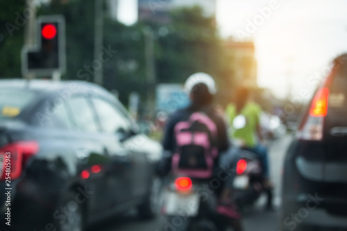 car driving on urban road, image blur background