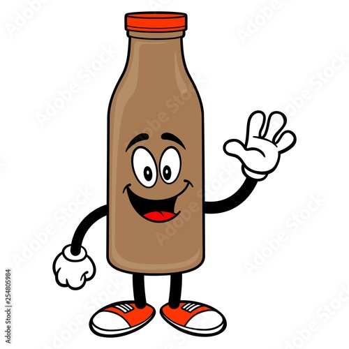 Chocolate Milk Mascot Waving - A vector cartoon illustration of a Chocolate Milk Mascot waving.