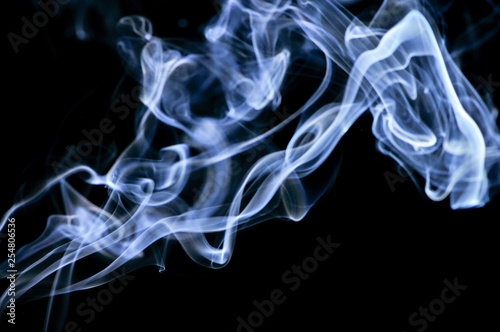 White Smoke on black background, Abstract background