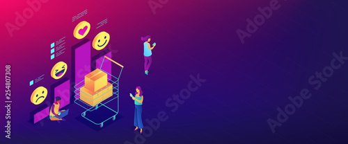Get clients feedback isometric 3D banner header.