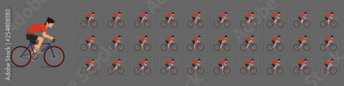 Cycling  animation. Cycle riding animation . Sprite sheet of Cycling. Animation for game or cartoon. Frame by frame animation.