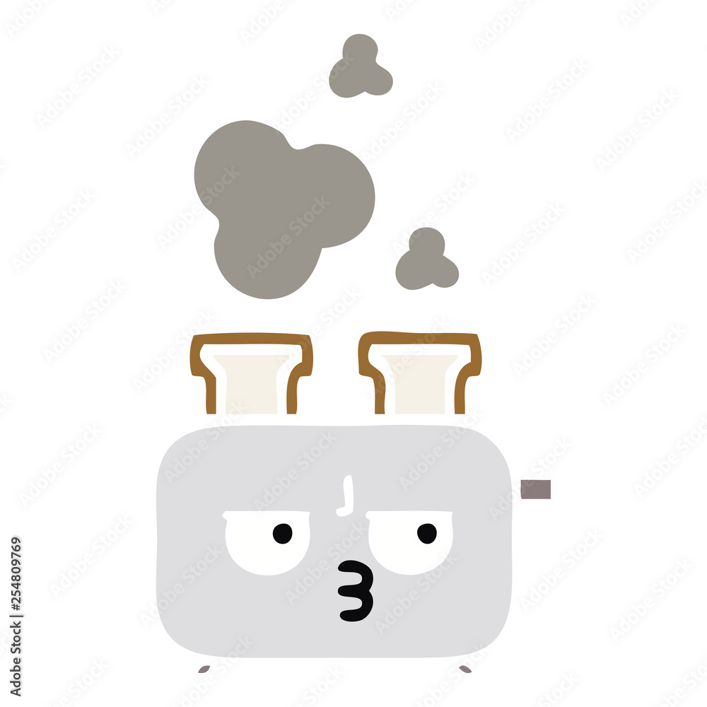 flat color retro cartoon of a toaster flat color retro cartoon of a toaster