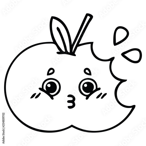 line drawing cartoon red apple