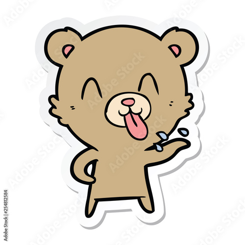 sticker of a rude cartoon bear