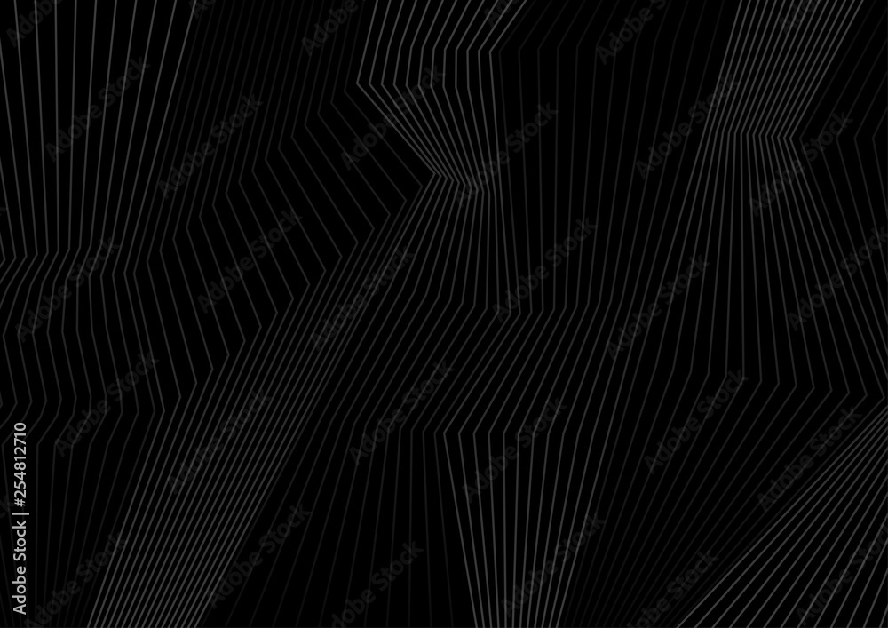 Black refracted curved 3d lines abstract background Black refracted curved 3d lines abstract background