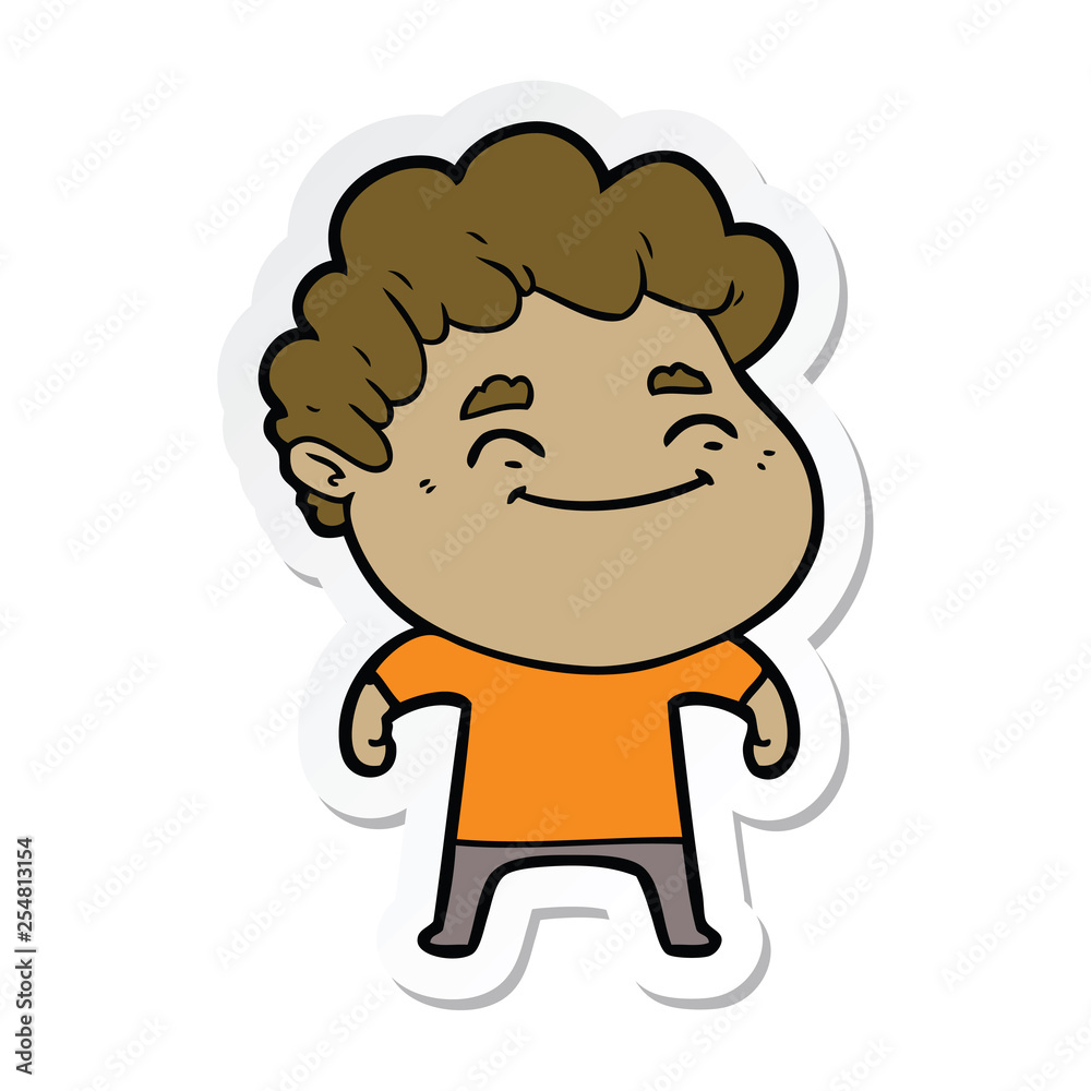 sticker of a cartoon friendly man sticker of a cartoon friendly man