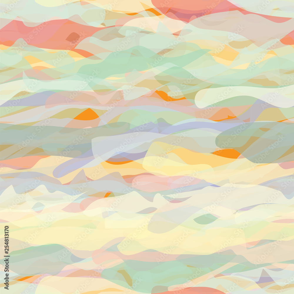 Seamless grunge striped horizontal  pattern with watercolor elements in pastel colors