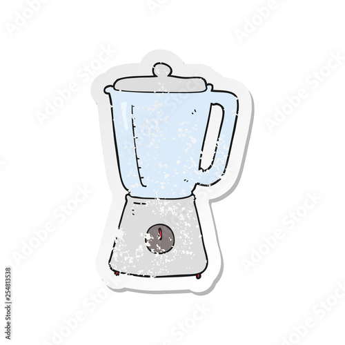 retro distressed sticker of a cartoon blender