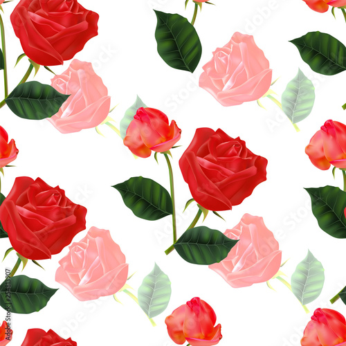Red rose seamless pattern vector illustration © Weera