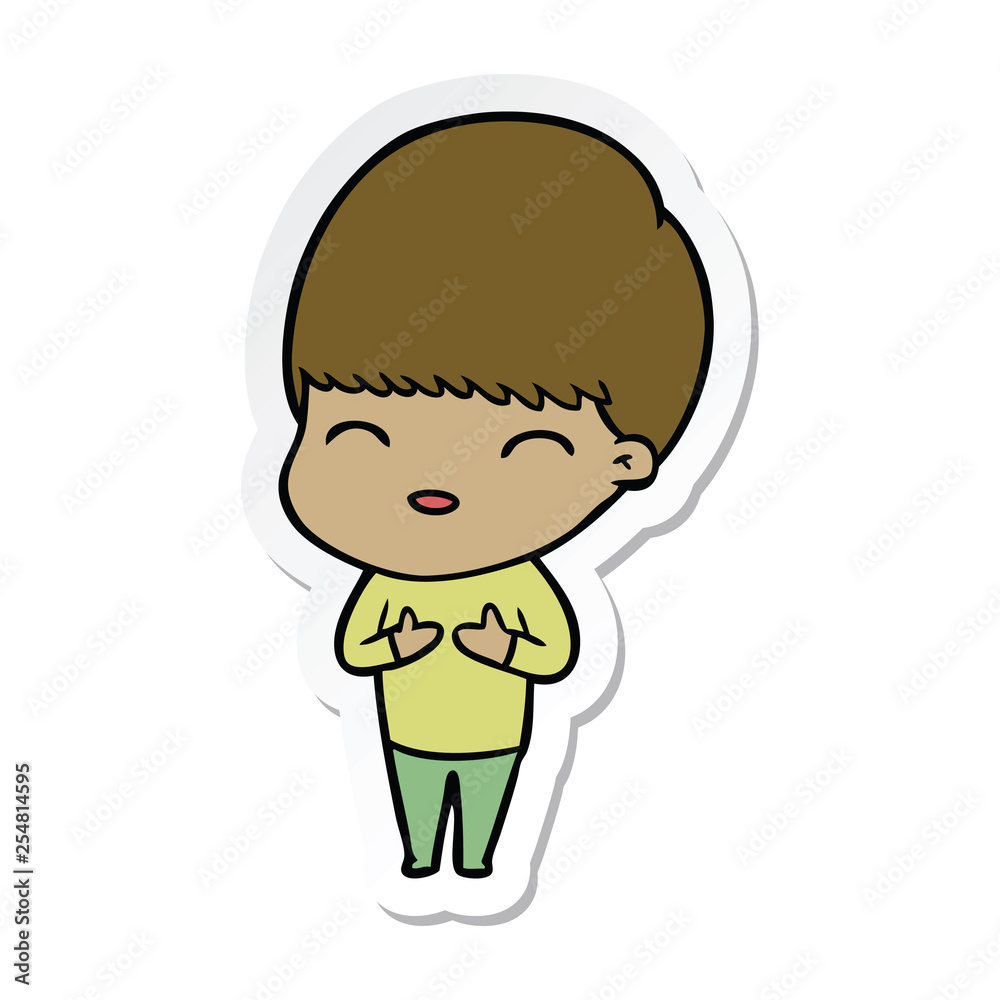 sticker of a happy cartoon boy sticker of a happy cartoon boy