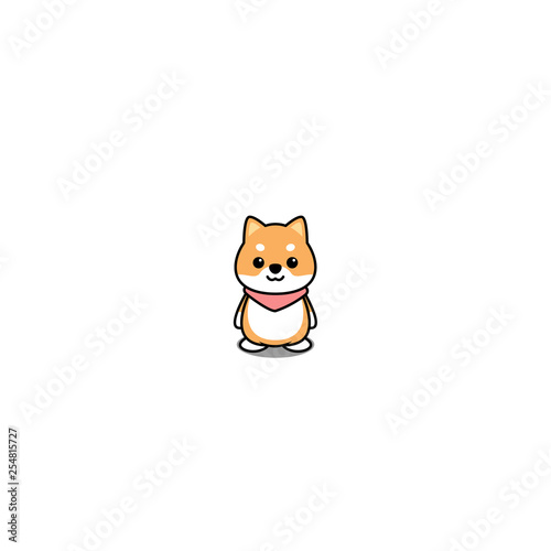 Cute shiba inu puppy cartoon icon, vector illustration