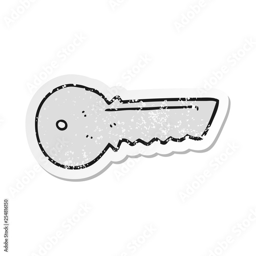 retro distressed sticker of a cartoon door key © lineartestpilot