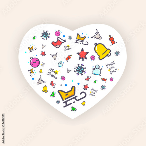 Illustration and icons for the celebration of Christmas and New Year