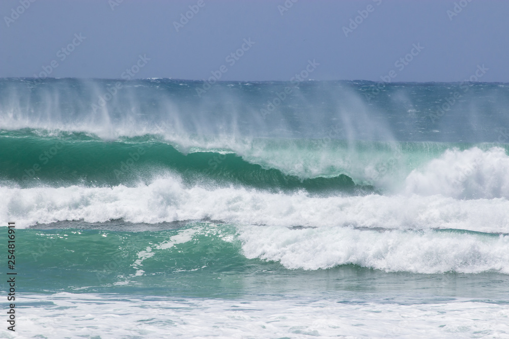 Cyclone Oma swell hitting Kirra beach Coolangatta Gold Coast Australia tube barrel waves spray
