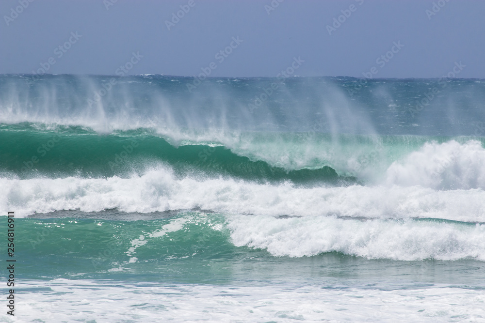 Cyclone Oma swell hitting Kirra beach Coolangatta Gold Coast Australia tube barrel waves spray Cyclone Oma swell hitting Kirra beach Coolangatta Gold Coast Australia tube barrel waves spray