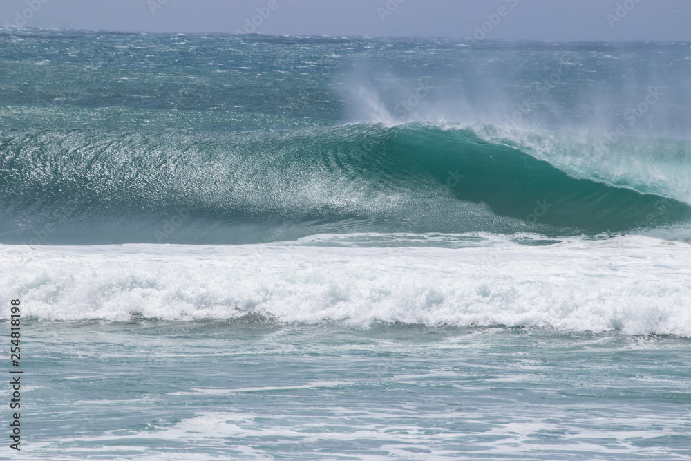 Cyclone Oma swell hitting Kirra beach Coolangatta Gold Coast Australia tube barrel waves close up