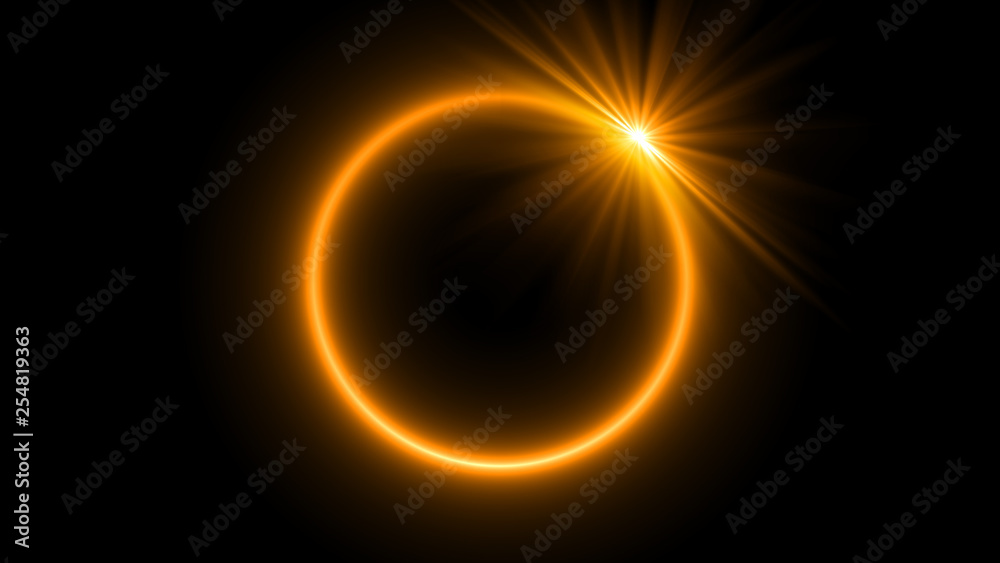 Naklejka premium circle shiny frame . gold glitter light effect with sparkles ring . For illustration template art design
