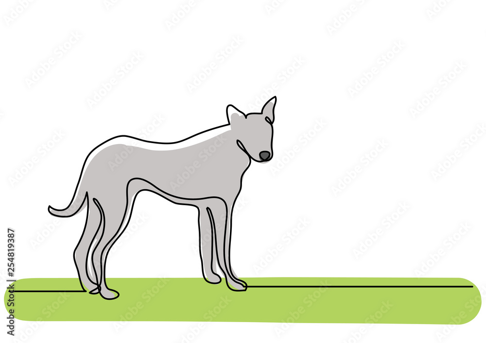 Fototapeta premium continuous line drawing of standing young dog
