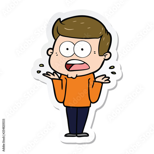 sticker of a cartoon shocked man