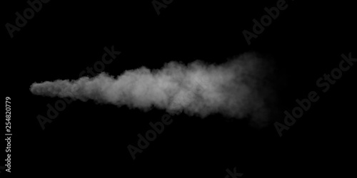 Stream of smoke. Isolated on black background. 3D rendering.