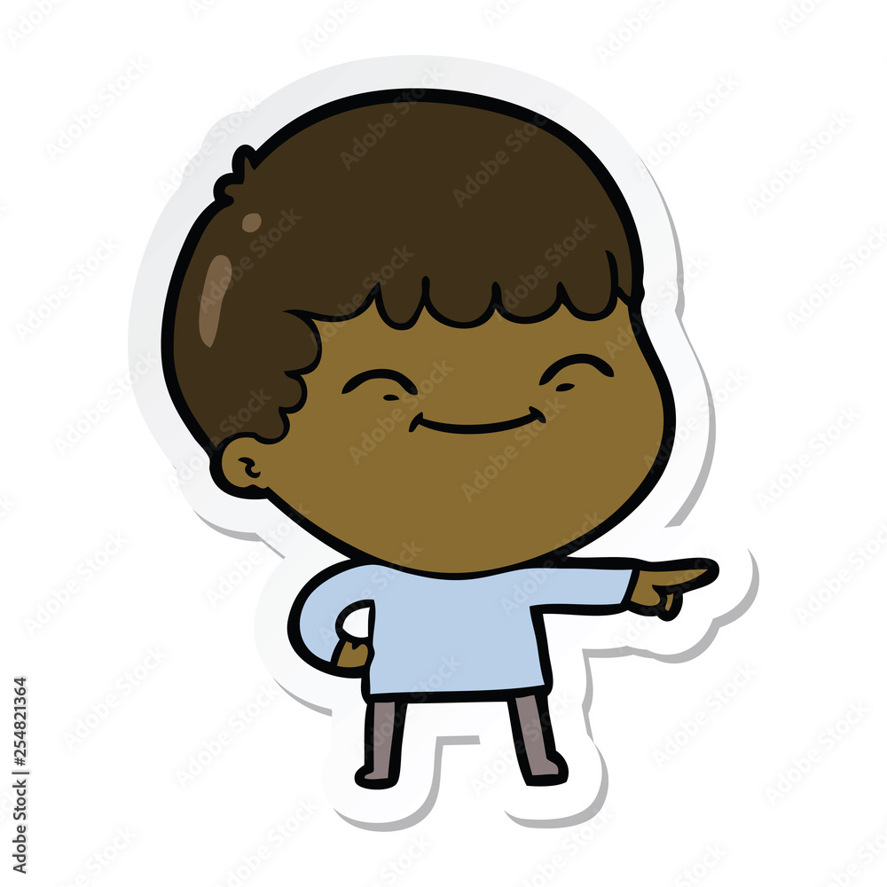 sticker of a cartoon happy boy sticker of a cartoon happy boy