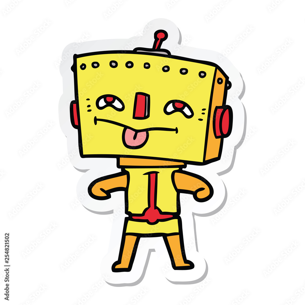 sticker of a cartoon robot sticker of a cartoon robot