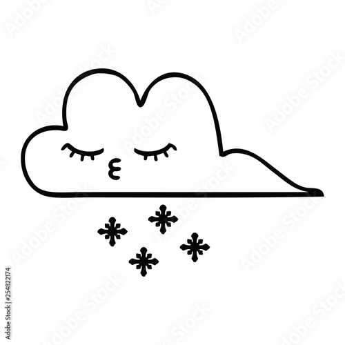 line drawing cartoon storm snow cloud