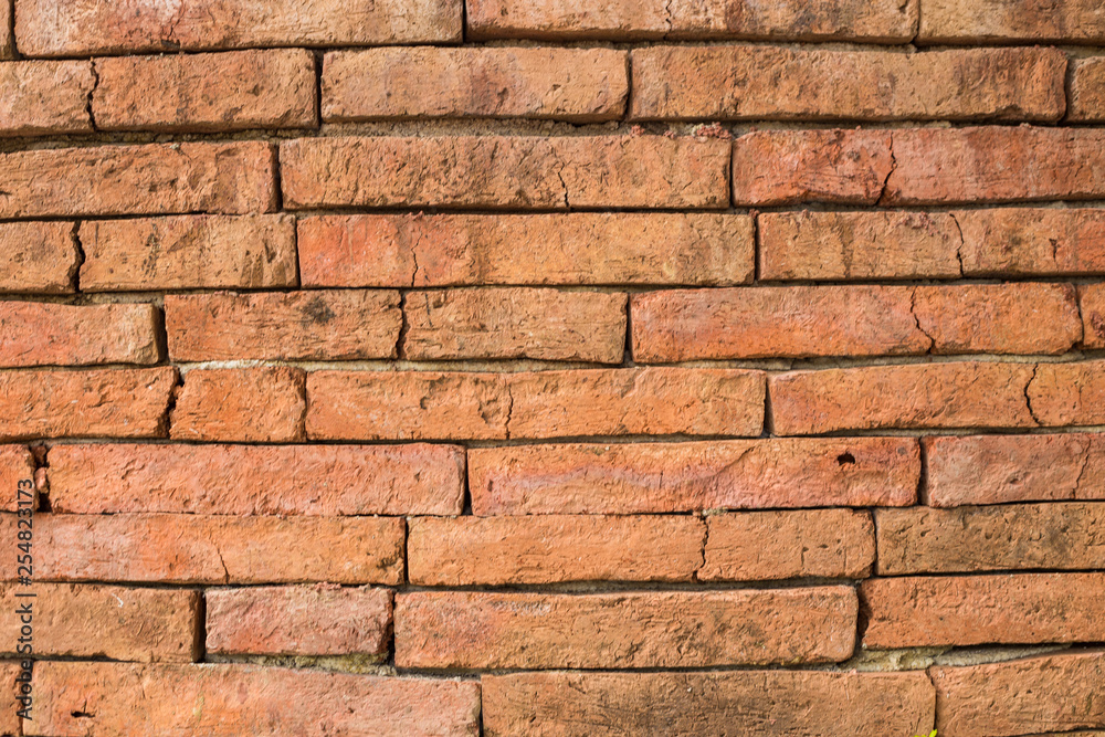 Red brown old brick wall texture background
