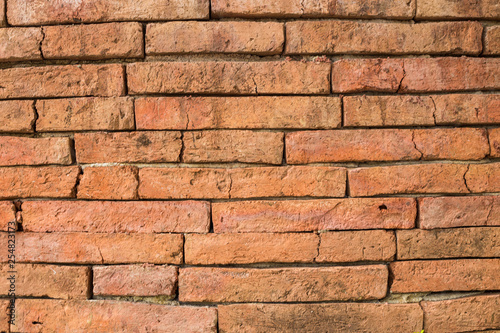 Red brown old brick wall texture background