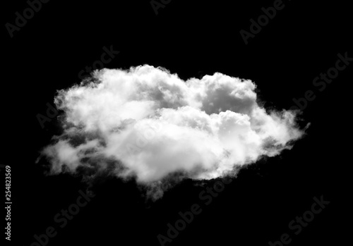 Single white cloud illustration isolated over black background