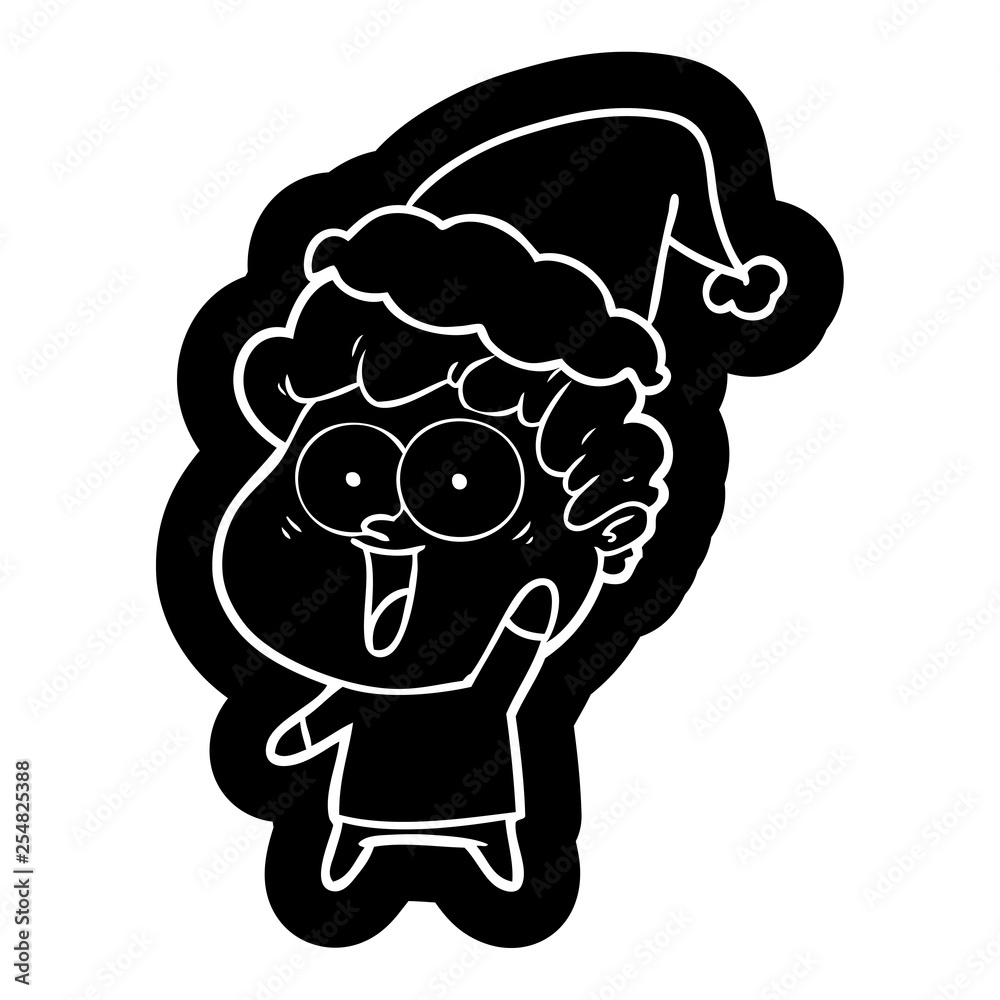 cartoon icon of a happy man wearing santa hat cartoon icon of a happy man wearing santa hat