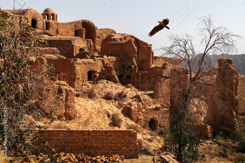 Ancient red clay village Kharanagh. Persia. Iran. Sight of Yazd. photo