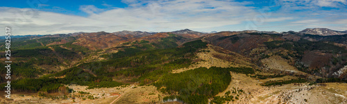 Panoramic aerial view of mountain range