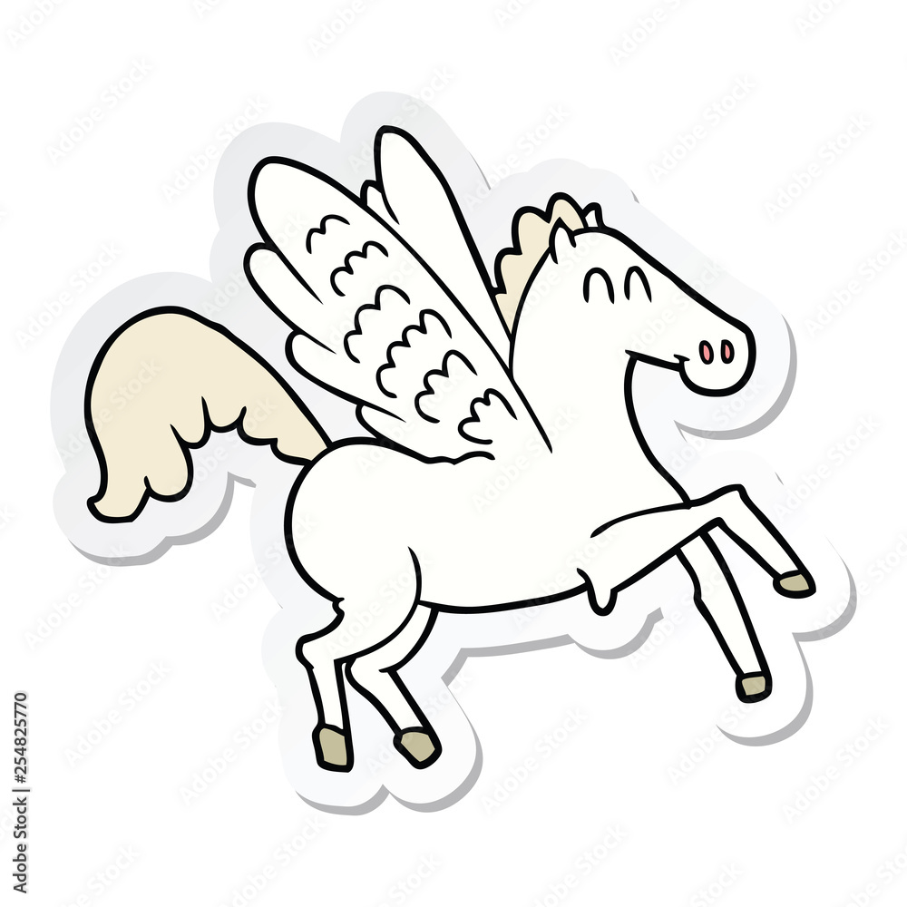 sticker of a cartoon winged horse