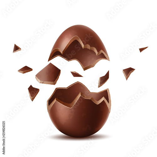 Vector 3d broken chocolate egg easter symbol