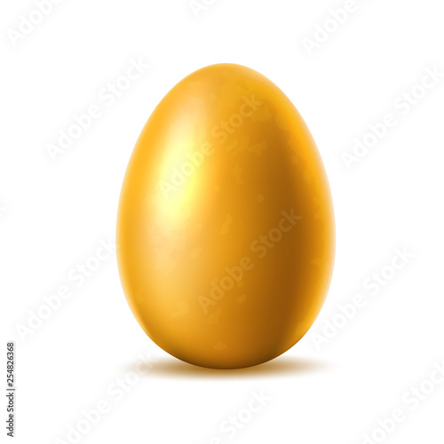 Vector 3d golden chicken egg with gold eggshell