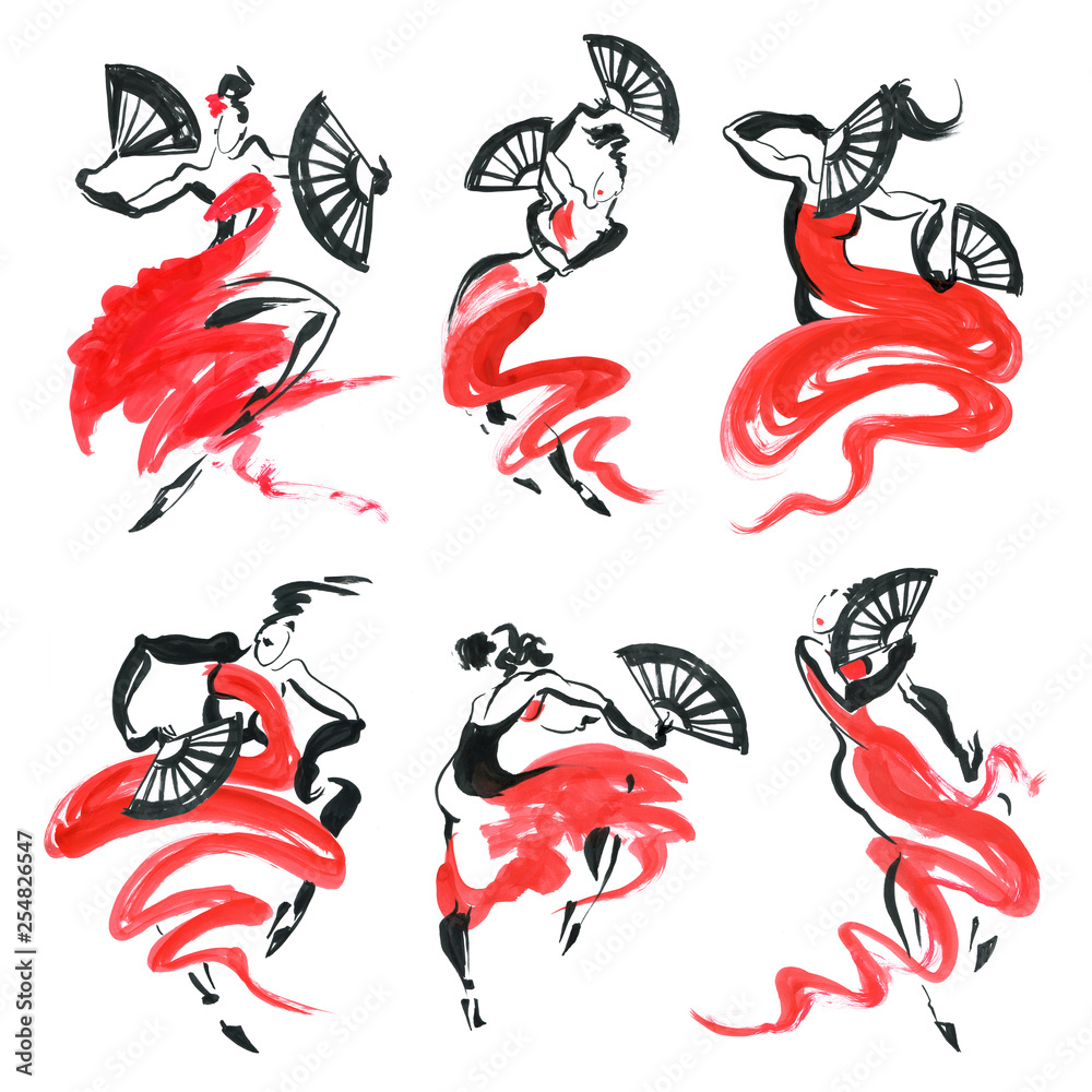 Flamenco. Beautiful Dancing Woman Flamenco. Beautiful Dancing Woman