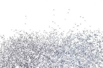 Silver glitter sparkle on white background 